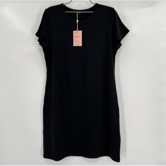 Quince Dresses & Skirts - Quince Women’s Black Tencel Jersey Mini T-Shirt Dress sz S Short Sleeve NWT